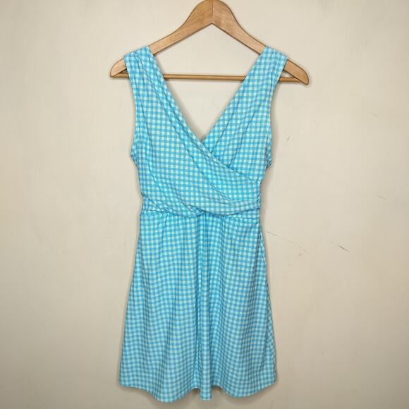 Lands' End Blue Gingham Swim Dress Swimsuit - Picture 2 of 10